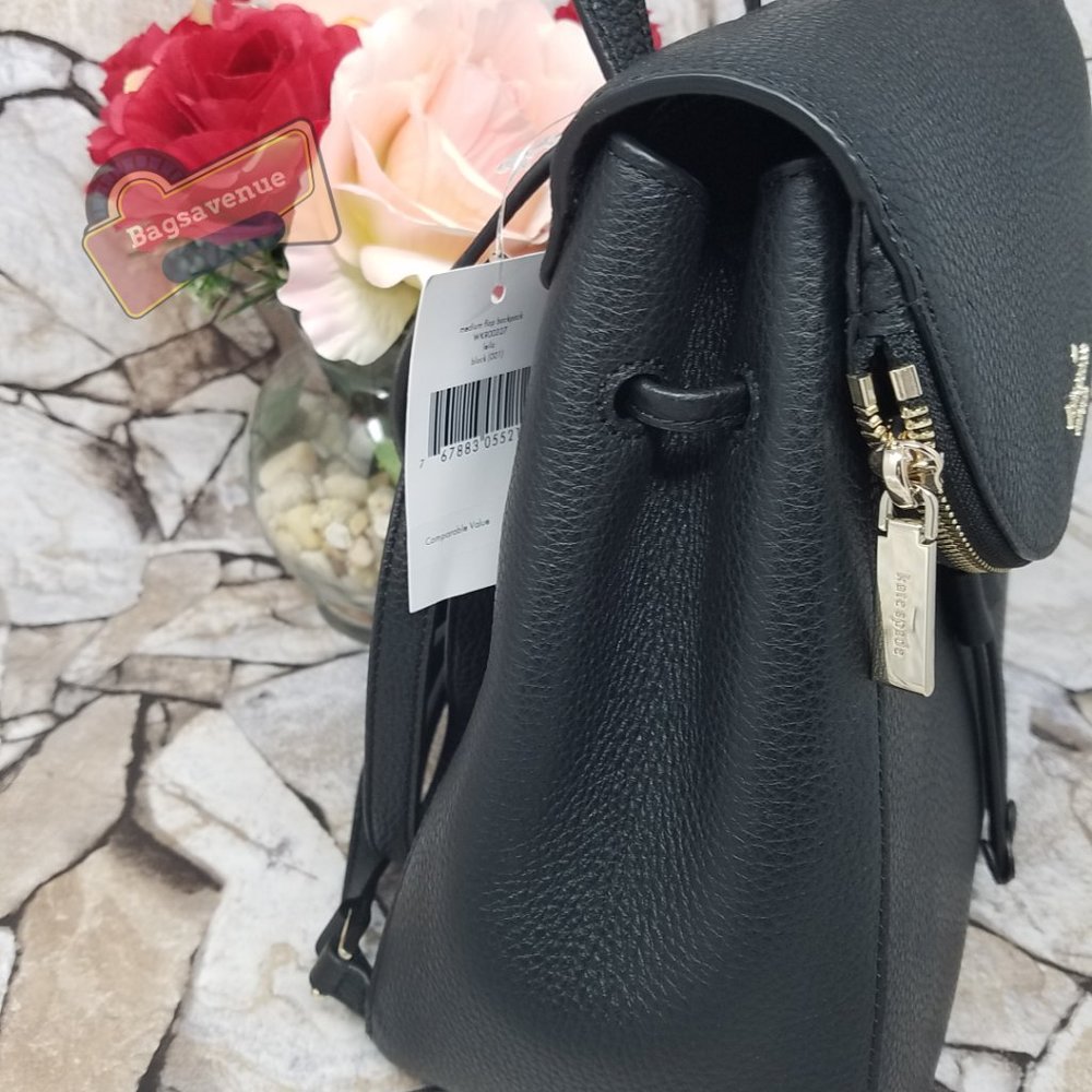 Black Medium Flap Backpack Black Leila Kate Spade - Picture 4 of 15
